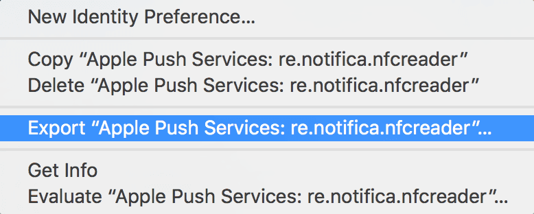 Export the certificate