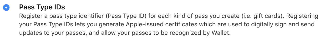 Pass types ids